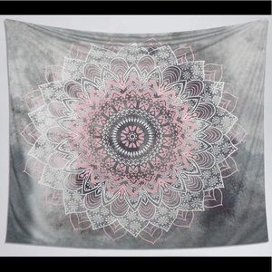 Grey and Pink Mandala Wall Tapestry